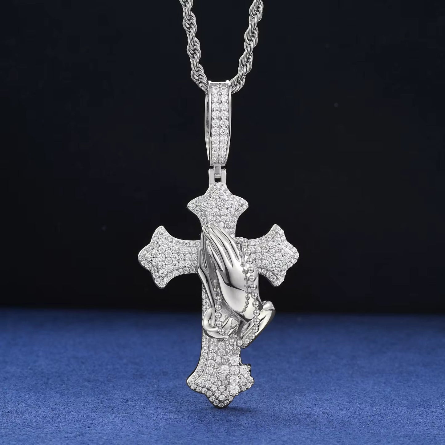 Moissanite Cross Prayer Pendant
